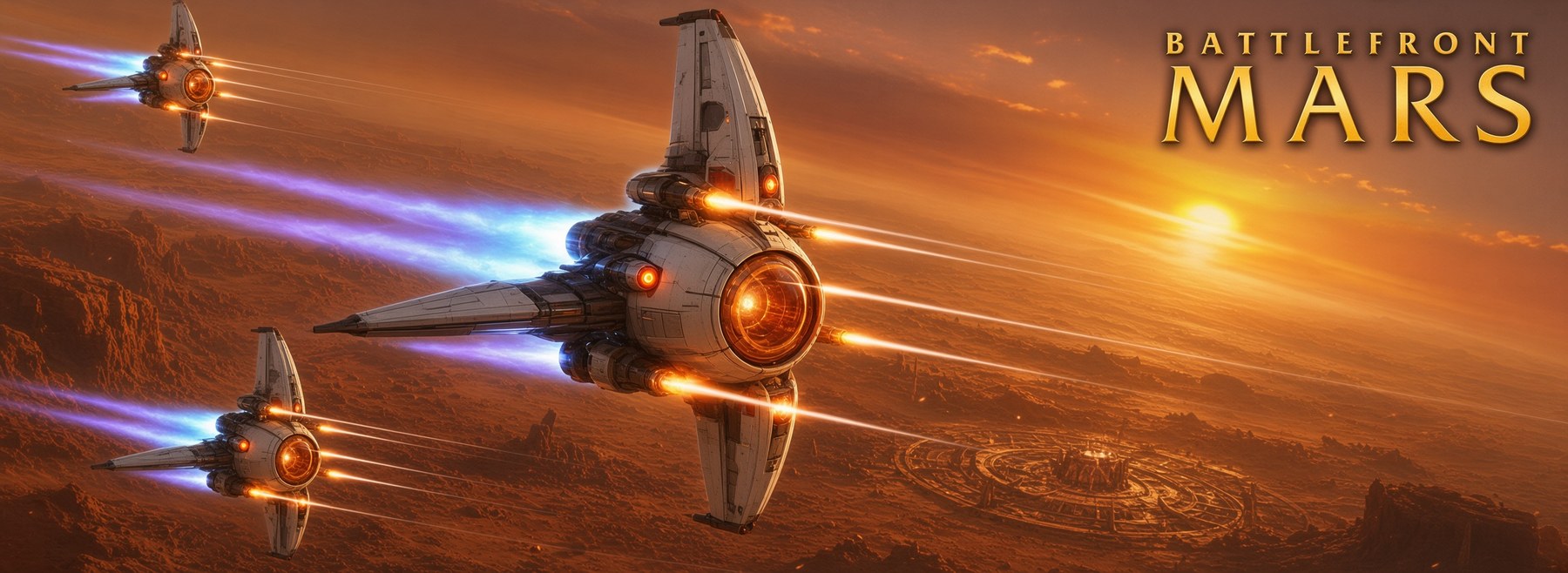 Battlefront Mars strike craft at sunset