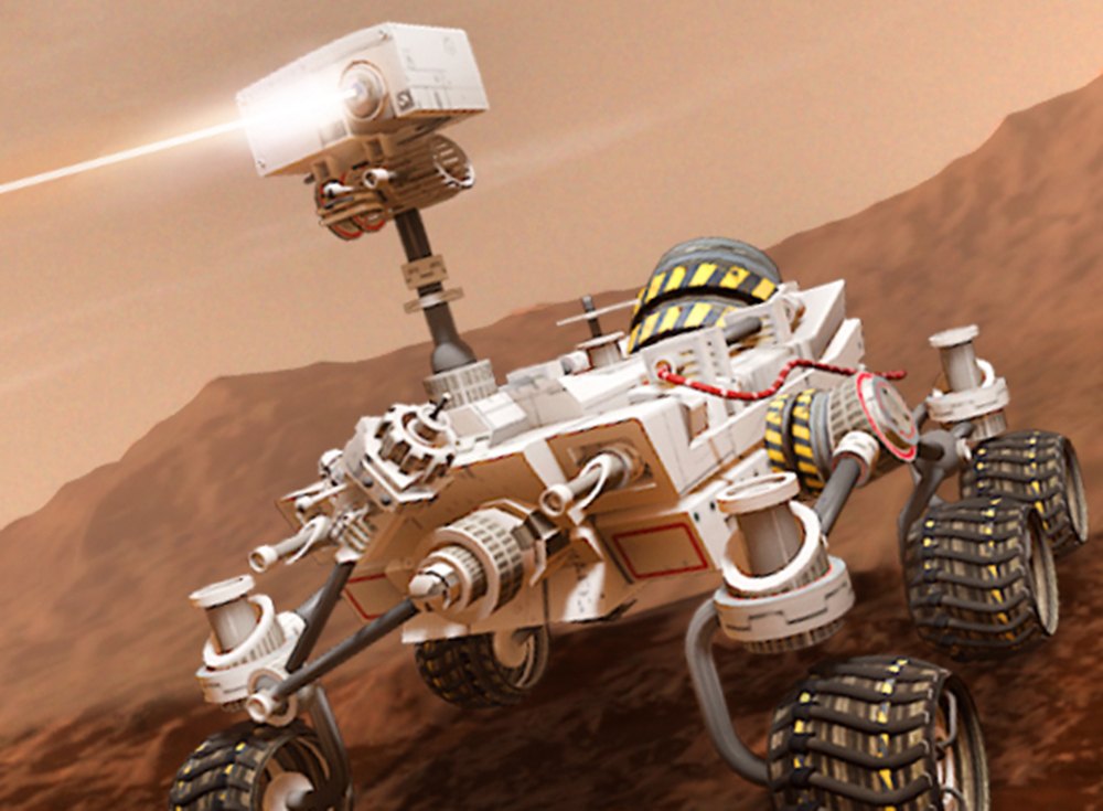 3D rendering of nuclear-powered Curiosity rover