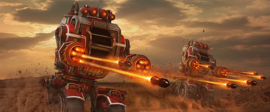 Wheeled combat mechs on the Martian frontier
